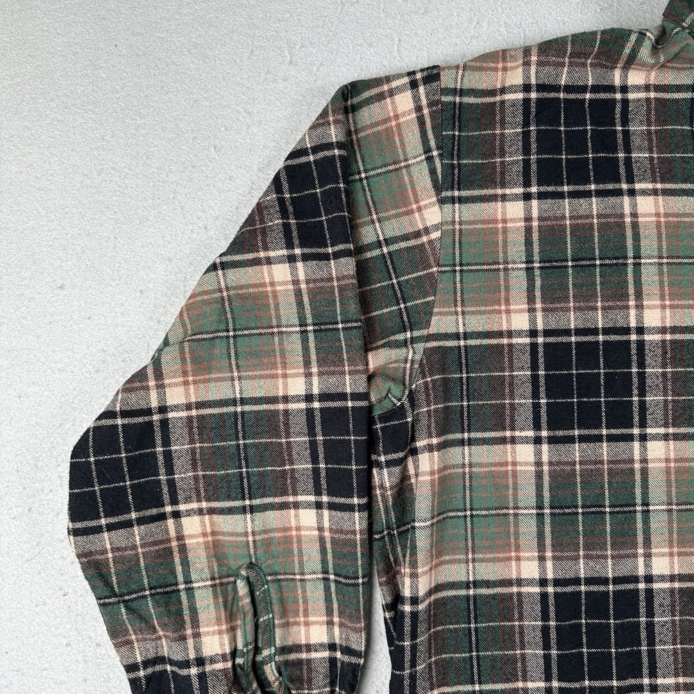 The Vermont Flannel Co Shirt Men's‎ XL Green Black Plaid 1/4 Button Band Collar - Picture 6 of 16